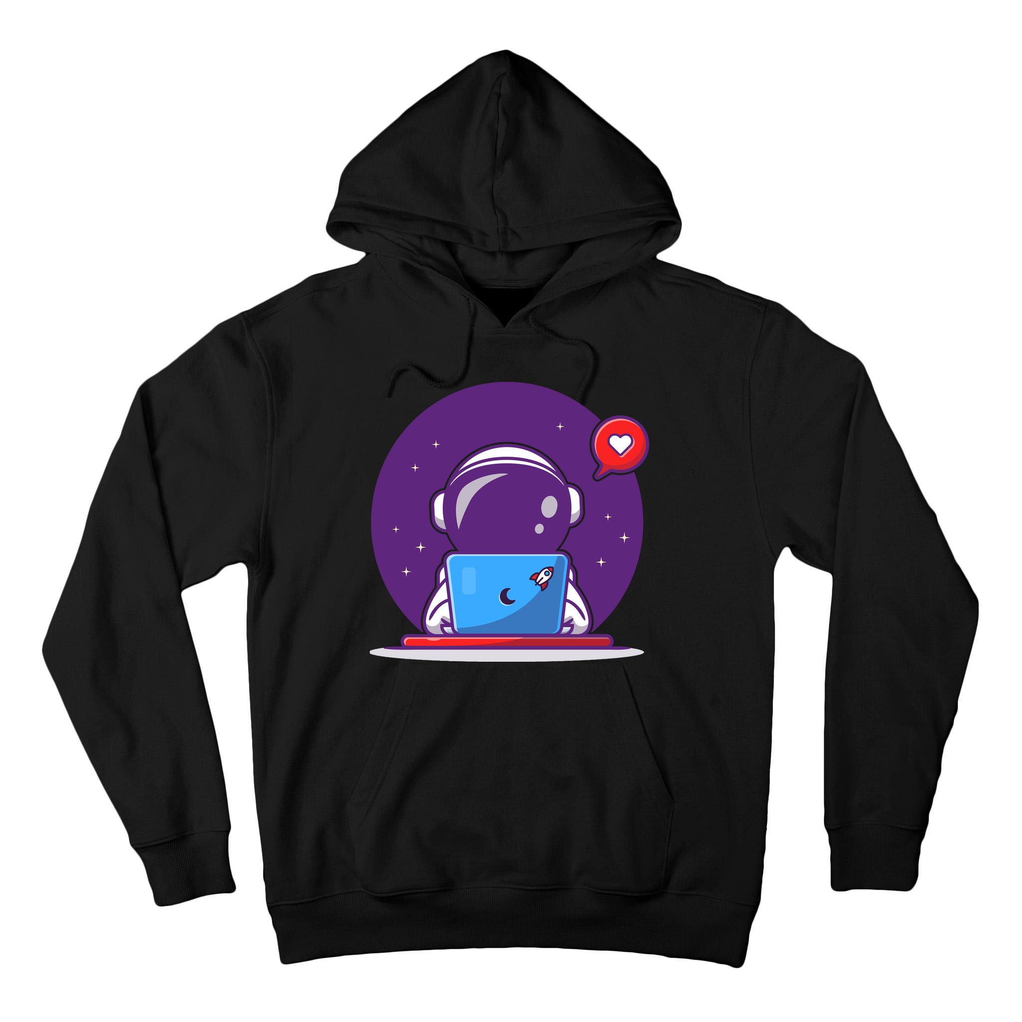 Sending Love, Cute Astronaut On A Laptop Tall Hoodie