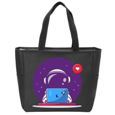Sending Love, Cute Astronaut On A Laptop Zip Tote Bag