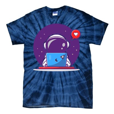 Sending Love, Cute Astronaut On A Laptop Tie-Dye T-Shirt