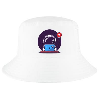 Sending Love, Cute Astronaut On A Laptop Cool Comfort Performance Bucket Hat