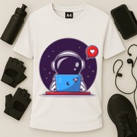 Sending Love, Cute Astronaut On A Laptop Performance Shirt