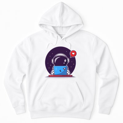 Sending Love, Cute Astronaut On A Laptop Hoodie