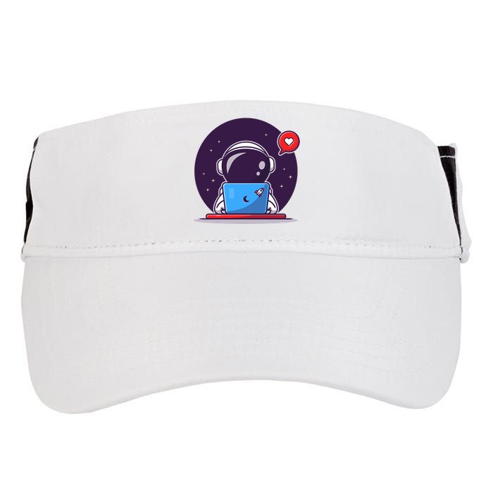Sending Love, Cute Astronaut On A Laptop Adult Drive Performance Visor