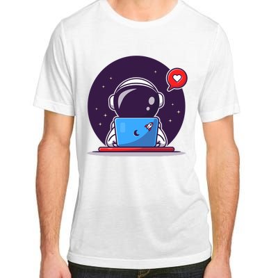 Sending Love, Cute Astronaut On A Laptop Adult ChromaSoft Performance T-Shirt