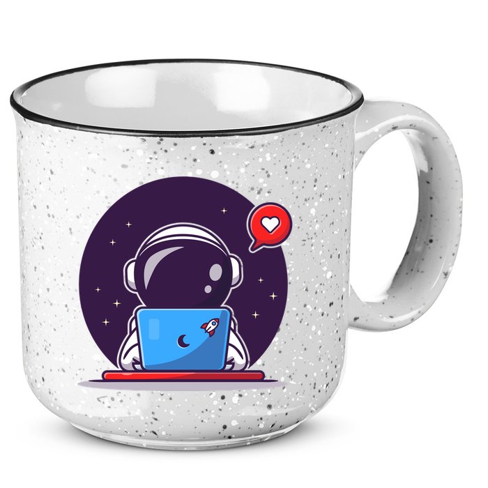 Sending Love, Cute Astronaut On A Laptop 15oz Campfire Ceramic Mug
