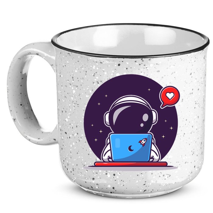 Sending Love, Cute Astronaut On A Laptop 15oz Campfire Ceramic Mug