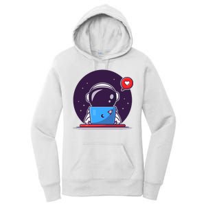 Sending Love, Cute Astronaut On A Laptop Women's Pullover Hoodie