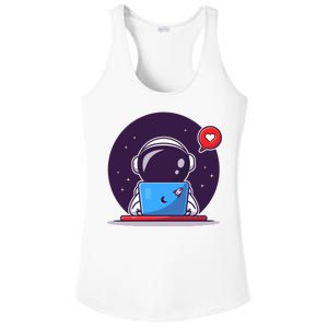 Sending Love, Cute Astronaut On A Laptop Ladies PosiCharge Competitor Racerback Tank