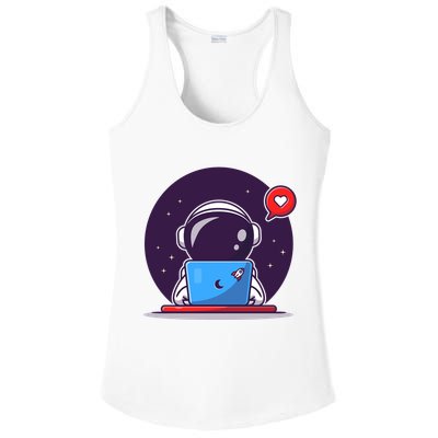 Sending Love, Cute Astronaut On A Laptop Ladies PosiCharge Competitor Racerback Tank