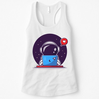 Sending Love, Cute Astronaut On A Laptop Womens Tank Top