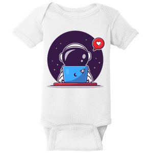 Sending Love, Cute Astronaut On A Laptop Baby Bodysuit