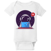 Sending Love, Cute Astronaut On A Laptop Baby Bodysuit