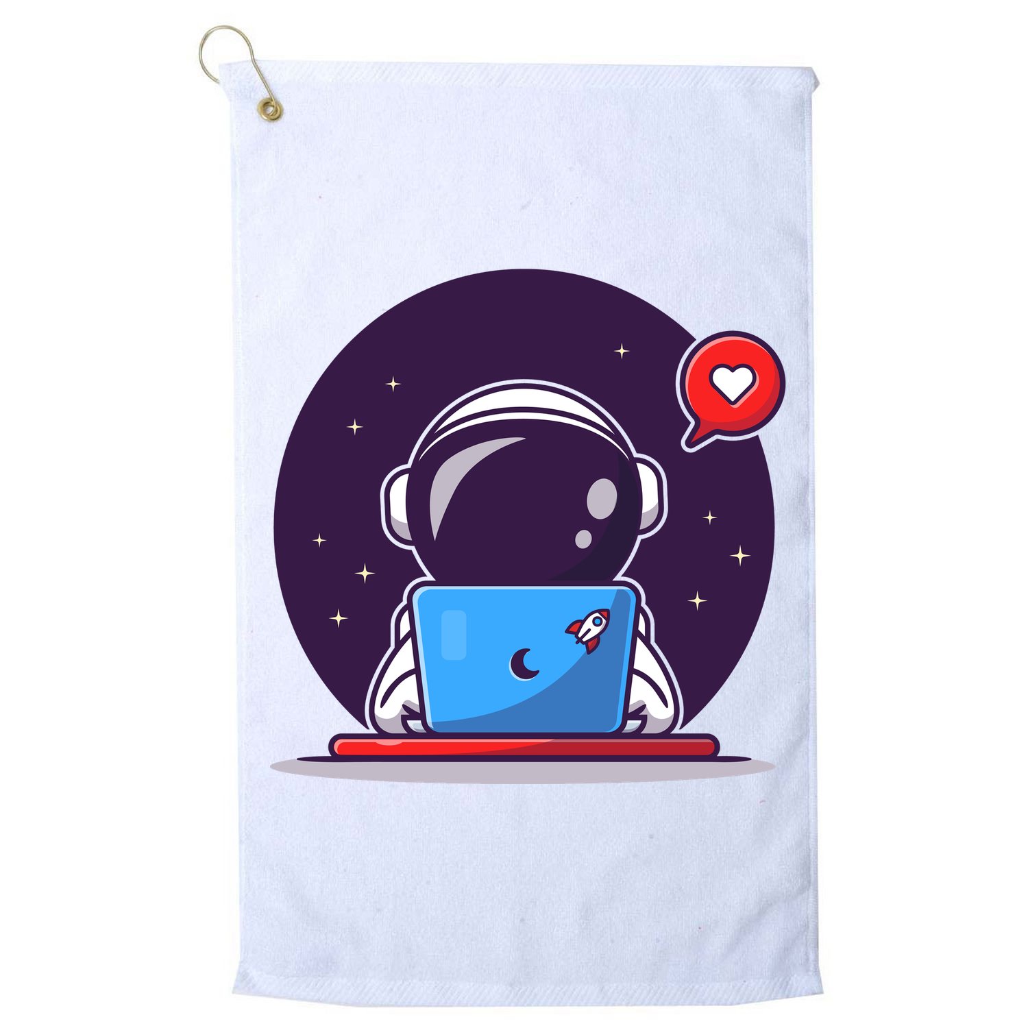 Sending Love, Cute Astronaut On A Laptop Golf Towel