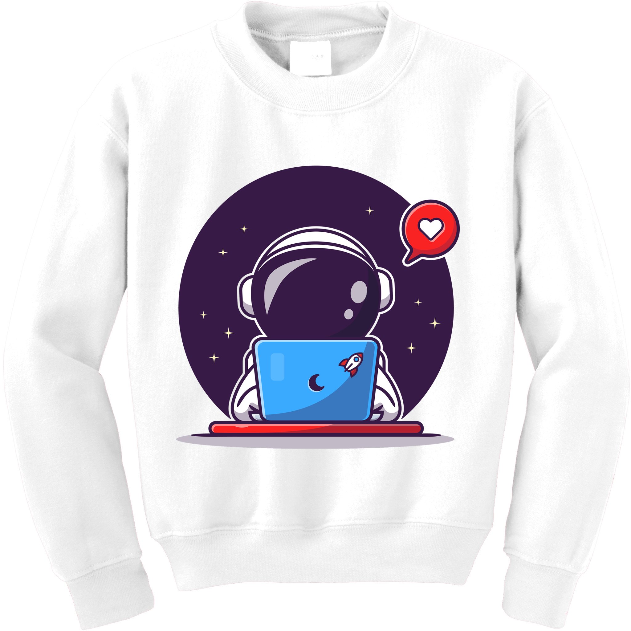 Sending Love, Cute Astronaut On A Laptop Kids Sweatshirt
