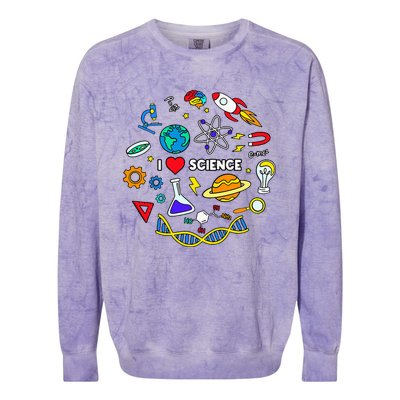 Science Lover Chemistry Biology Physics Love Science  Colorblast Crewneck Sweatshirt