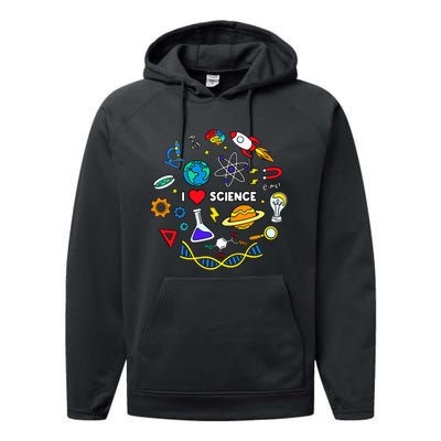 Science Lover Chemistry Biology Physics Love Science  Performance Fleece Hoodie