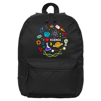 Science Lover Chemistry Biology Physics Love Science  16 in Basic Backpack