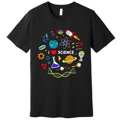 Science Lover Chemistry Biology Physics Love Science  Premium T-Shirt