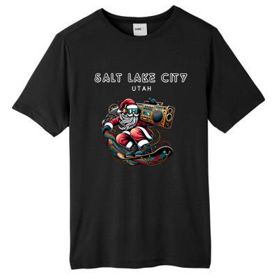 Salt Lake City Utah Cool Snowboard Christmas Santa Gift Tall Fusion ChromaSoft Performance T-Shirt