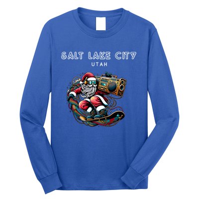 Salt Lake City Utah Cool Snowboard Christmas Santa Gift Long Sleeve Shirt