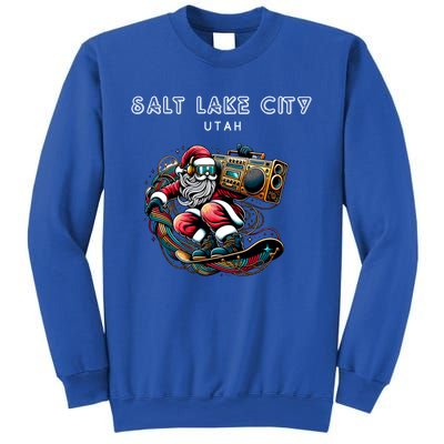 Salt Lake City Utah Cool Snowboard Christmas Santa Gift Sweatshirt