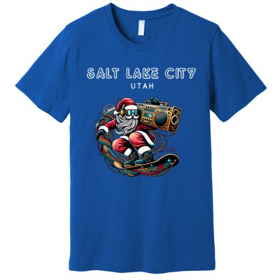 Salt Lake City Utah Cool Snowboard Christmas Santa Gift Premium T-Shirt