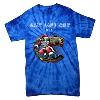 Salt Lake City Utah Cool Snowboard Christmas Santa Gift Tie-Dye T-Shirt