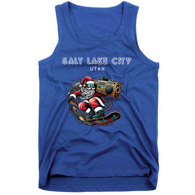 Salt Lake City Utah Cool Snowboard Christmas Santa Gift Tank Top