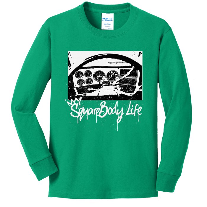 Squarebody Life C10 Classic Truck Squarebody Nation Kids Long Sleeve Shirt