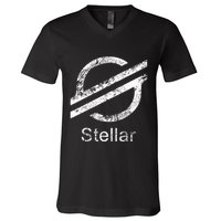 Stellar Lumens Crypto Xlm Token Decentralized Blockchain V-Neck T-Shirt