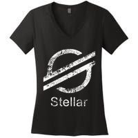 Stellar Lumens Crypto Xlm Token Decentralized Blockchain Women's V-Neck T-Shirt