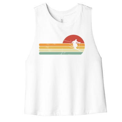 Ski Lover Colorful Retro Snowboarding Cute Gift Women's Racerback Cropped Tank