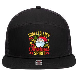 Smells Like Christmas Spirit Santa Claus Holiday Xmas Gift 7 Panel Mesh Trucker Snapback Hat