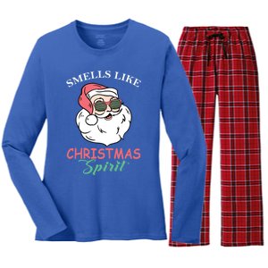 Smells Like Christmas Spirigift Funny Santa Claus Gift Women's Long Sleeve Flannel Pajama Set 