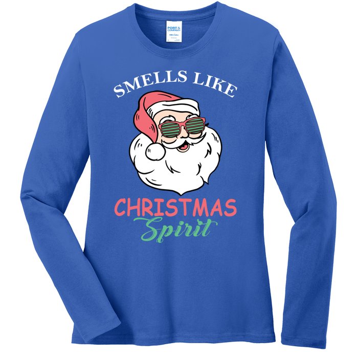 Smells Like Christmas Spirigift Funny Santa Claus Gift Ladies Long Sleeve Shirt