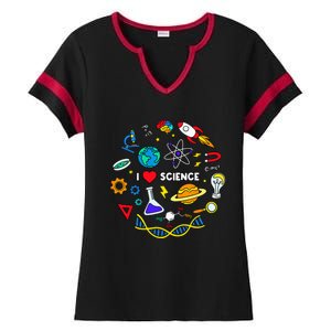 Science Lover Chemistry Biology Physics Love Science Ladies Halftime Notch Neck Tee