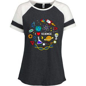 Science Lover Chemistry Biology Physics Love Science Enza Ladies Jersey Colorblock Tee