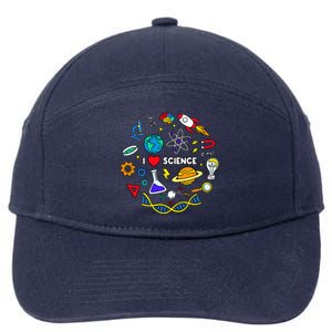 Science Lover Chemistry Biology Physics Love Science 7-Panel Snapback Hat