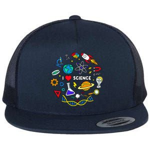 Science Lover Chemistry Biology Physics Love Science Flat Bill Trucker Hat