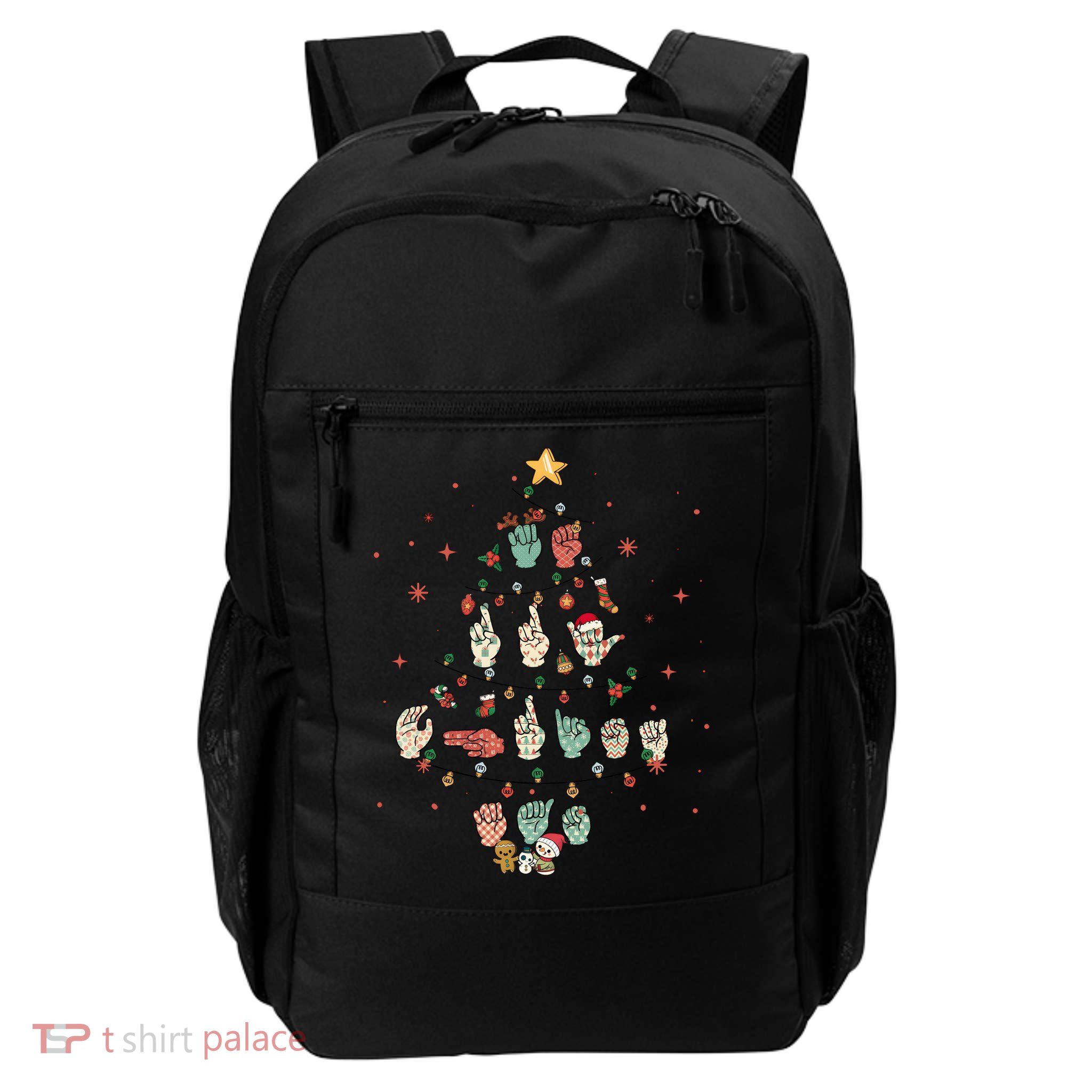 Sign Language Christmas Tree Merry Christmas Asl Daily Commute Backpack