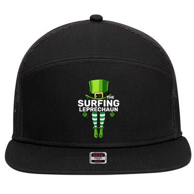 Surfing Leprechaun Costume Gift Matching Family Gift 7 Panel Mesh Trucker Snapback Hat