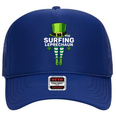 Surfing Leprechaun Costume Gift Matching Family Gift High Crown Mesh Back Trucker Hat