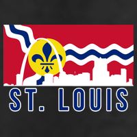 St. Louis City Skyline On St. Louis Fleur De Lis Flag 11oz C Handle Ceramic Mug