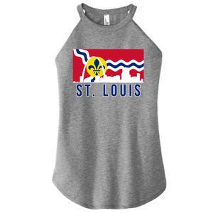 St. Louis City Skyline On St. Louis Fleur De Lis Flag Women's Perfect Tri Rocker Tank