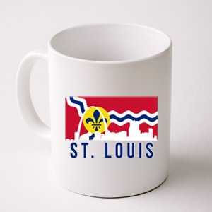 St. Louis City Skyline On St. Louis Fleur De Lis Flag Coffee Mug