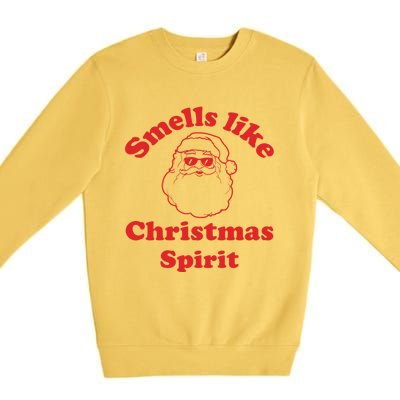 Smells Like Christmas Spirit Funny Santa Claus Face Gift Premium Crewneck Sweatshirt