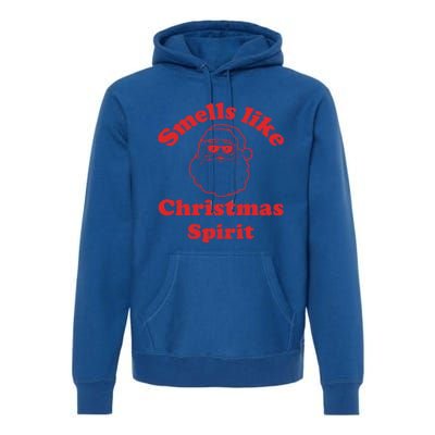 Smells Like Christmas Spirit Funny Santa Claus Face Gift Premium Hoodie