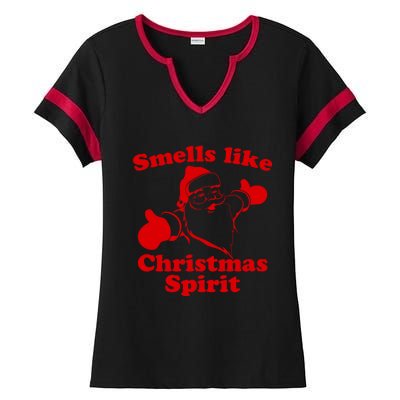 Smells Like Christmas Spirit Funny Santa Xmas Meaningful Gift Ladies Halftime Notch Neck Tee