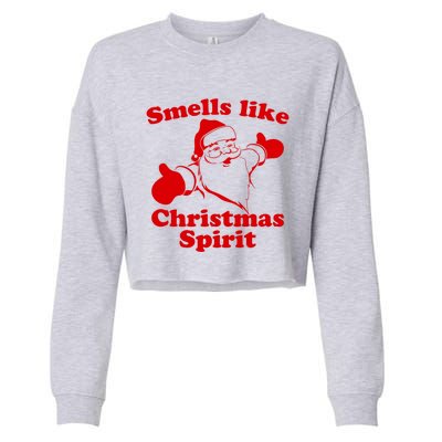 Smells Like Christmas Spirit Funny Santa Xmas Meaningful Gift Cropped Pullover Crew