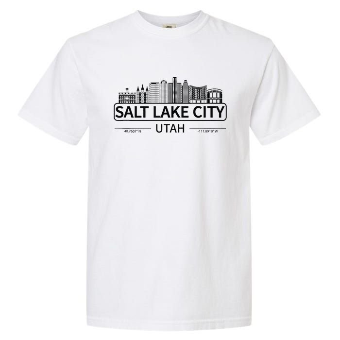 Salt Lake City Utah Cityscape Travel To Salt Lake City Garment-Dyed Heavyweight T-Shirt